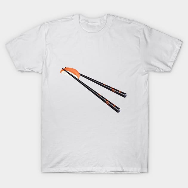 Chopsticks with Salmon Nigiri T-Shirt by SWON Design